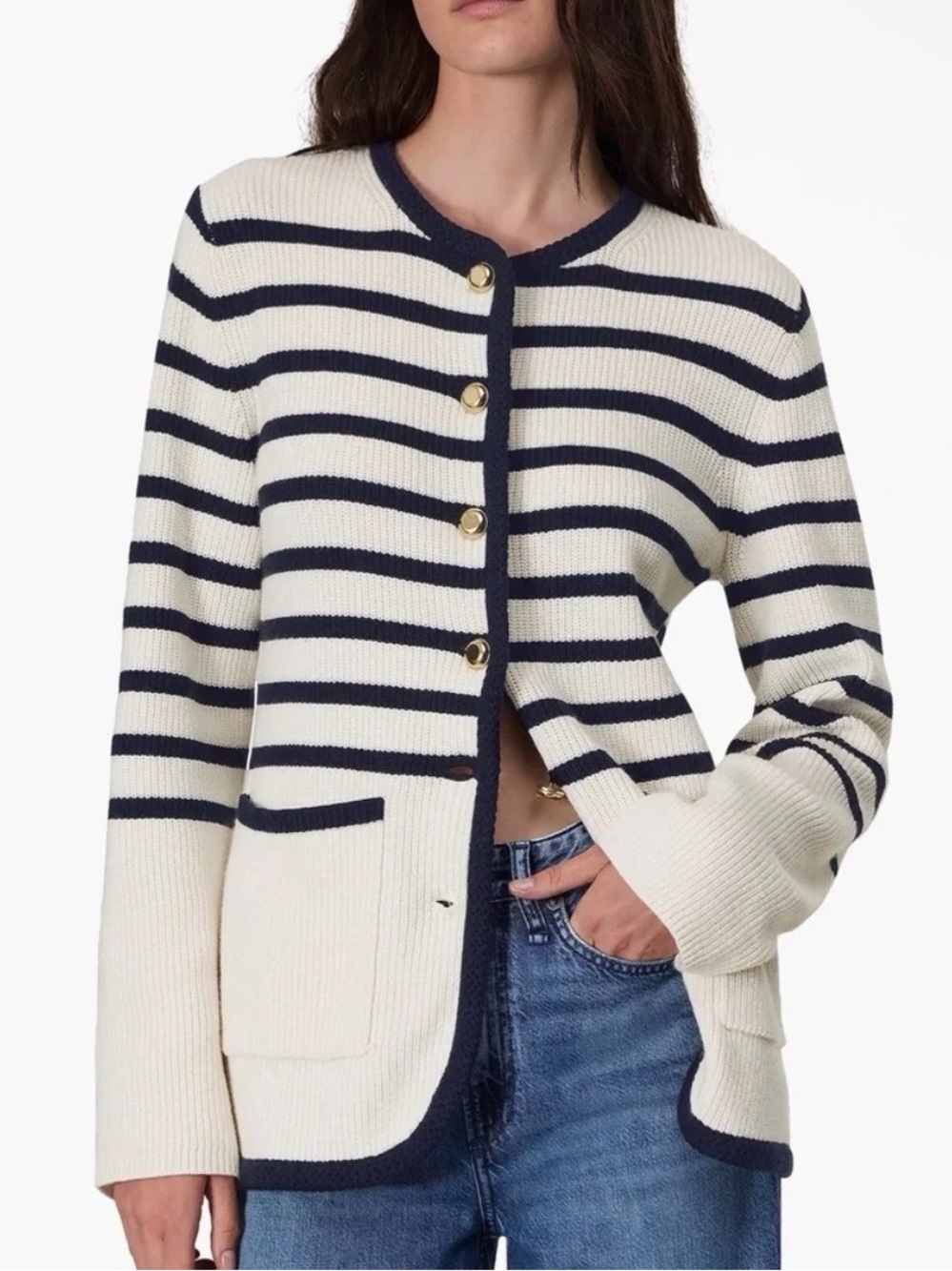 Rag And Bone Nancy Striped Longline Cardigan Size Large